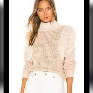 Rebecca Taylor fringe sweater beige cream XS